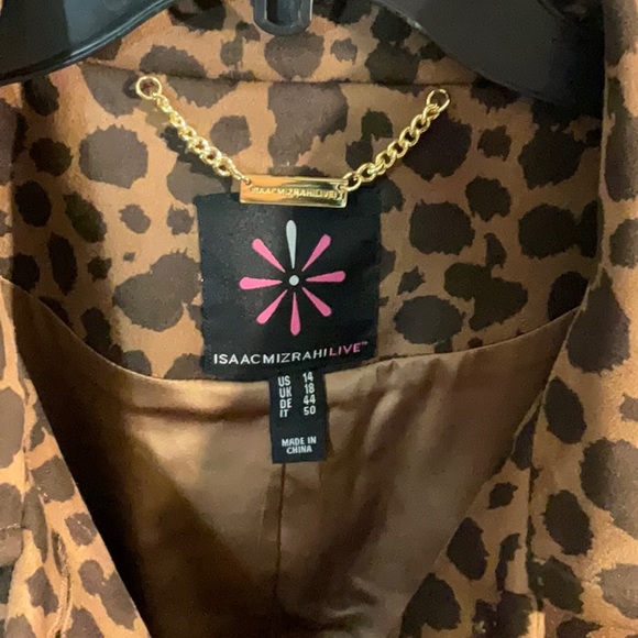 Isaac Mizrahi Animal Print Trench Coat - Picture 4 of 5
